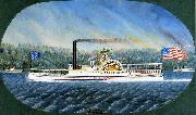 James Bard Confidence, Hudson River steamboat built 1849, later transferred to California oil painting